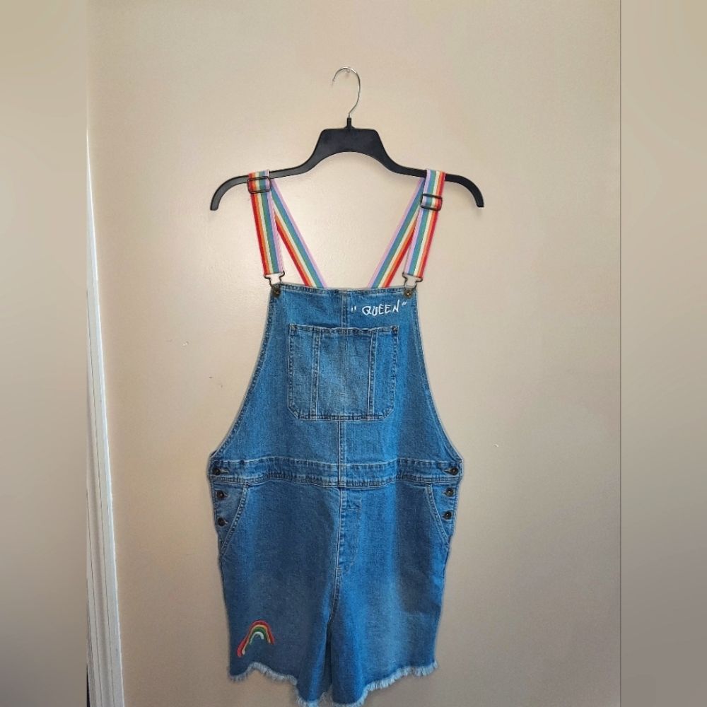 Brand New Rainbow Jean Overalls Shorts